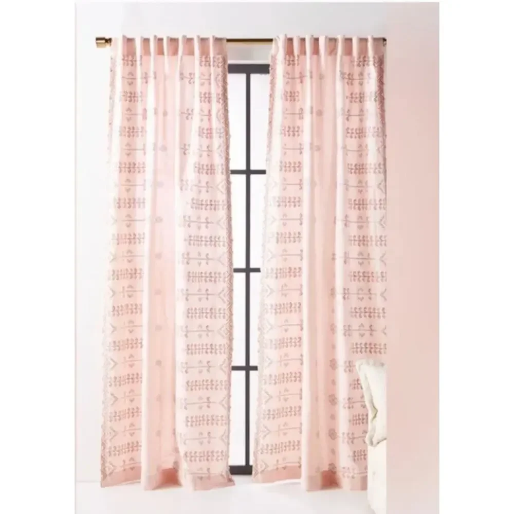 Anthropologie Pink Patterned Curtains - Picture 1 of 5